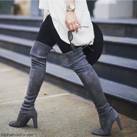 Catherine Malandrino Shoes | Catherine Malandrino Dark Gray Over The Knee Boots | Color: Gray | Size: 8.5 | Tampra's Closet